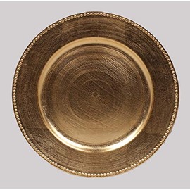 Home Decoration Accessories Acrylic Charger Plates Round 13" Diameter Gold Color Bead Border Set of 24