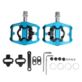 Dual Function Bicycle Pedal Flat Clipless Cleats 3 Sealed Bearings MTB Bike Pedal for SPDBlue