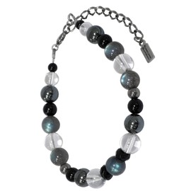 Phiten Limited Edition Titanium Natural Stone Power Stone Bracelet, Length 7.1 - 9.1 inches (18 - 23 cm), Healthy Breath.., One size, Titanium Stone, Labradorite, Onyx, Hematite, Crystal