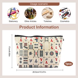 Asofelk 1PCS Mahjong Bag, Chinese Mahjong Tile Makeup Bag for Travel, Mahjong Gifts for Women, Mahjongs Accessories for Women, Man as The Birthday Presents