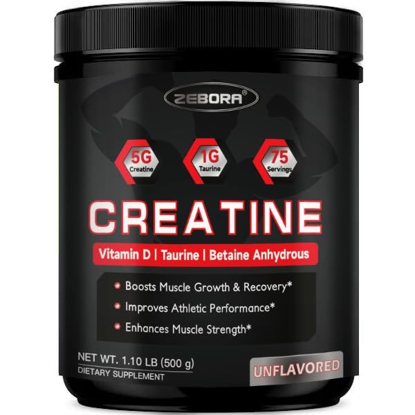 ZEBORA Creatine Monohydrate Powder for Women and Men, Unflavor