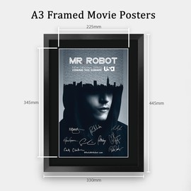 HWC Trading A3 FR Mr Robot Rami Malek Gifts Printed Autograph Picture for TV Fan Merchandise Signed - A3 Framed
