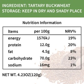 Tartary Buckwheat Tea - Pure Natural Buckwheat Tea 20 Bags - Roasted Nuts Aroma, Vegan, Caffeine Free, Gluten Free
