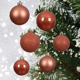 60 orange christmas baubles - autumn baubles - spiced pumpkin baubles christmas decorations - christmas tree hanging ornament - 40mm 50mm 60mm baubles - glitter matt shiny set.