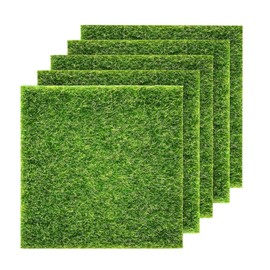 nalaina Artificial Grass Model, Set of 5, 5.9 x 5.9 inches (15 x 15 cm), Artificial Lawn Diorama, Artificial Moss Grass Mat, Tree, Forest, Material, Building Model, Railway Model, Boxyard DIY