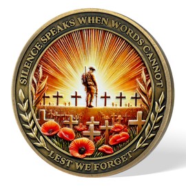 100PCS AtSKnSK Challenge Coin Thank You for Your Service Coins for Veterans Bulk (The Red Poppy, Piece, 100)