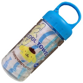 Sanrio Cool Towel, Pom Pom Purin CoolTOWEL with Portable Bottle, Approx. 11.8 x 35.4 inches (30 x 90 cm)