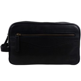 Oakridge Leather Mens Washbag - Black