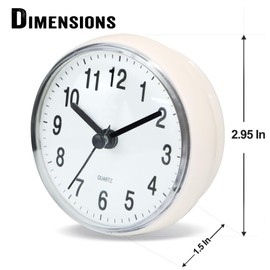 Betus Waterproof Bathroom Shower Clock with Large Suction Cup - Silent, Water Proof, Battery Operated Wall Clock for Toilet, Kitchen, Bedroom (White, 2PC)