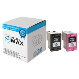 SuppliesMAX Remanufactured Replacement for HP Deskjet 2724/2725/2755e/4140/4155/Envy 6020/6030/6052/6075/6455/6475 High Yield Inkjet Combo Pack (Black/Color) (NO. 67XL) (3YM56AE_1PK/3YM55AE_1PKMP)