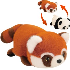 Herfair Red Panda Cuddly Toy, Panda Plush Toy, Kawaii Plush Toy, Reversible Soft Animal Cushion, Stuffed Toy, Kids Gifts (45 cm)