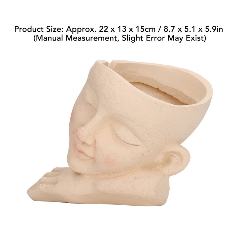 Face Flower Pot Sleeping Girl High Density Resin Drainage Hole