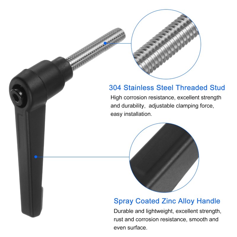 sourcing map 4pcs Clamping Lever Handles, M6 x 30mm 304