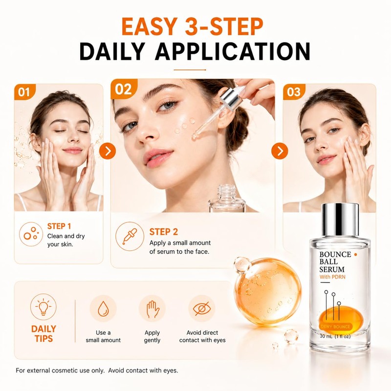 PDRN Bounce Ball Collagen Serum, Hydrating Facial Skin Care Essence
