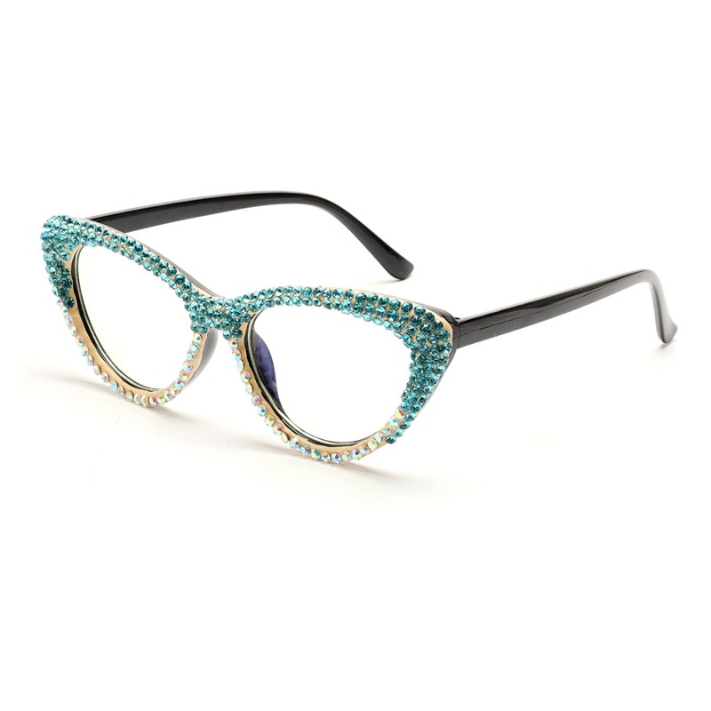 ICARA Oprah style Bling Rhinestone Cat Eye Reading Glasses for