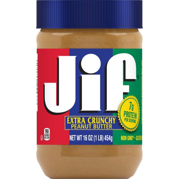 Jif Extra Crunchy Peanut Butter Spread, 16 Ounces (Pack of 12)