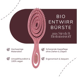 Nature Cosmetics Bio Haarbürste für Damen, Herren & Kinder - Entwirrbürste ohne Ziepen für Locken & lange Haare - Spiralförmige Profi Detangler-Bürste (Flieder)