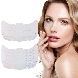 12pcs Holographic Multicolor Glitter Freckles Face Tattoo, Waterproof Fake Freckle Tatto Patches for Women, Faux Temporary Tattoos & Sparkle Freckles for Face Glitter Festivals