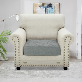 MAXIJIN Waterproof Sofa Seat Cushion Cover Jacquard Sofa Seat Cover Non-Slip Couch Seat Slipcover Protector Replacement for Individual Cushion with Elastic Bottom (Light Grey, 1 Seater)