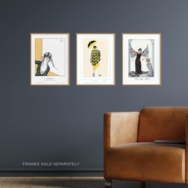 Artery8 French Fashion Art Nouveau Vintage 1920s Paris Set Of 3 Unframed Wall Art Prints Bathroom Bedroom Aesthetic Dressing Room A4