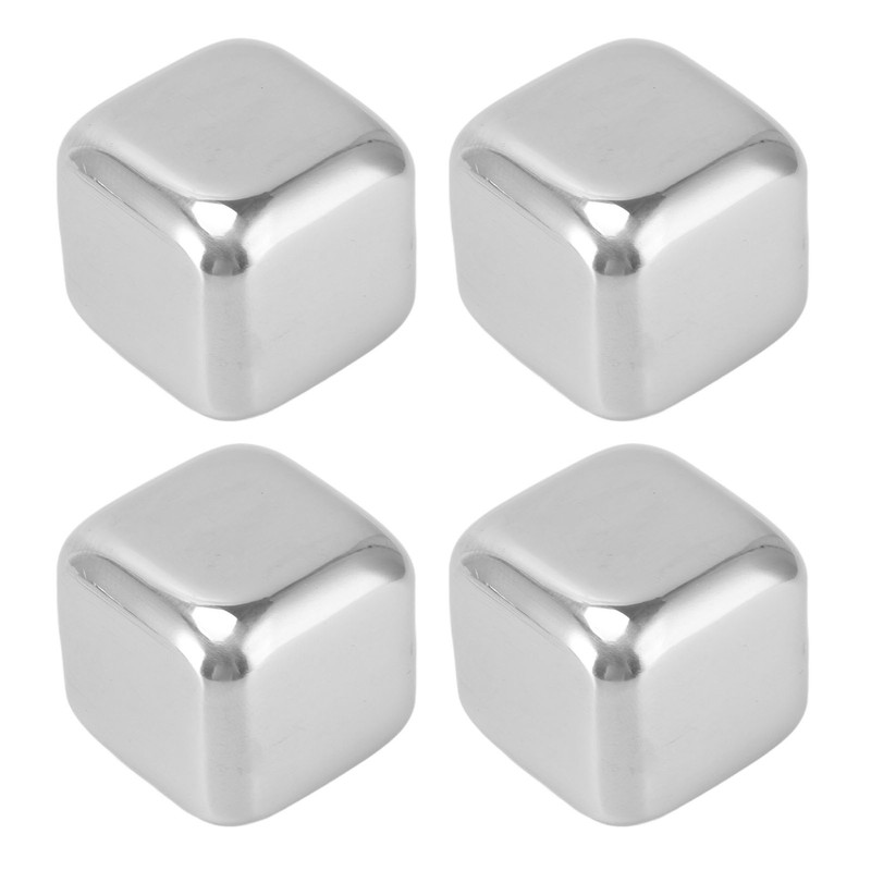 4Pcs Stainless Steel Ice Cubes Reuseable Polishing Beverage Chilling Stones