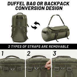 MIER Large Duffel Backpack Sports Gym Bag with Shoe Compartment, Heavy Duty and Water Resistant, Dark Green, 90L