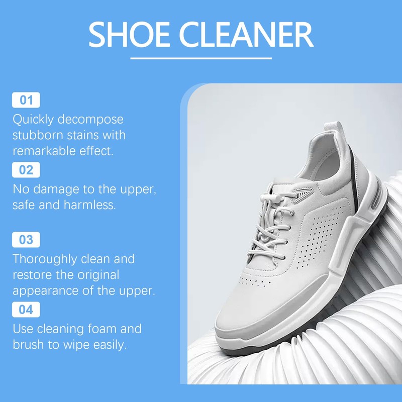 Foam Shoe Cleaner for White Sneakers, Gentle Formula for Leather
