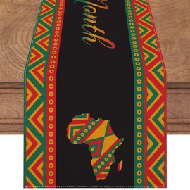 Linen Black History Month Table Runner 72 Inches Long Black History Month Decoration for Table African American Country Festival Decor and Supplies