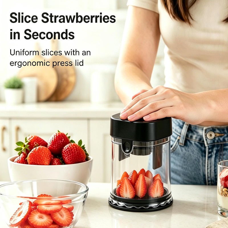 Fruit Slicer Cup, 2-in-1 Detachable Strawberry Slicer & Dicer