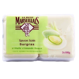 Le Petit Marseillais Vegetable Soap with Sweet Almond oil (2x100g), paraben free, 100% Vegetal, made in Provence