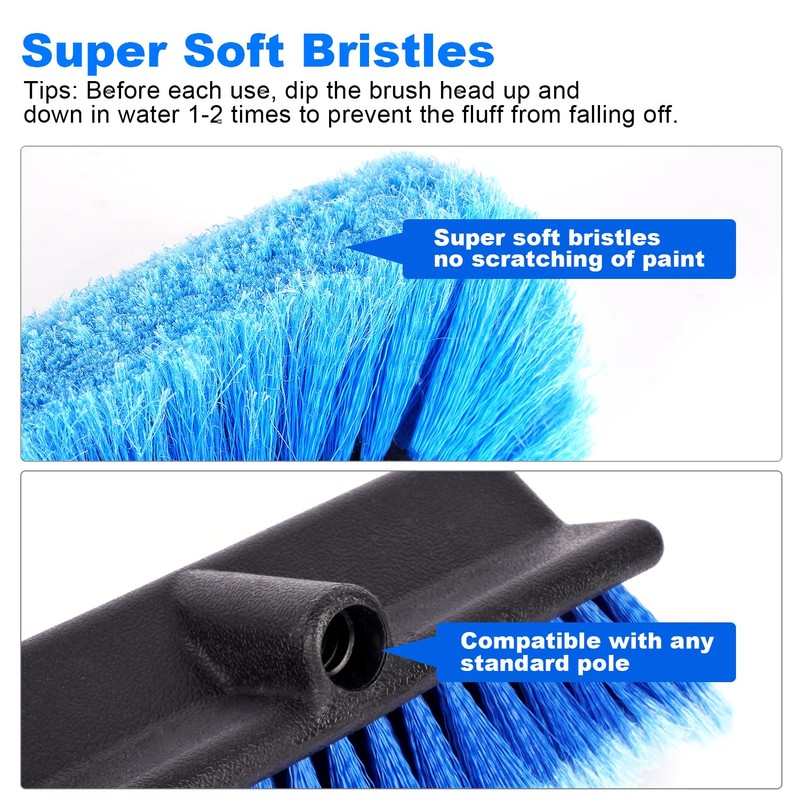 DOBEN Car Wash Brush Head, Soft Bristle Cleaning Brush, Bi-Level
