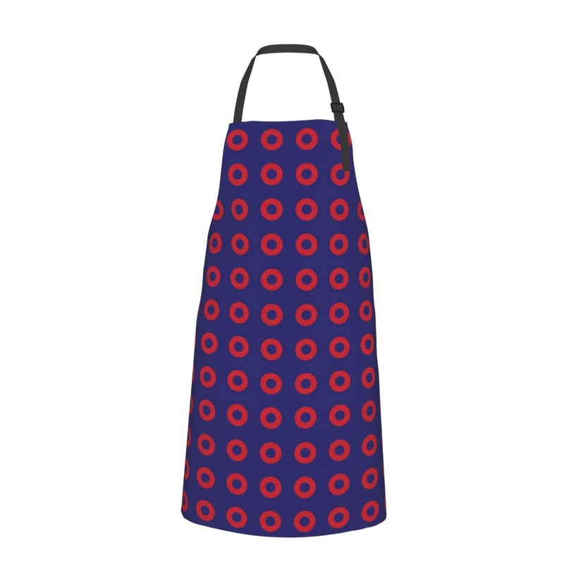 TUFOSERY Phish Red Donut Circles On Blue Apron Bib with