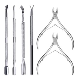 6Pcs Cuticle Remover Tool Nail Cuticle Pusher Stainless Steel Cuticle Remover Nippers Nail Polish Peeler Nail Cleaner Cuticle Remover for Fingernails and Toenails