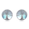 LEECCI Tree of Life Stud Earrings 925 Sterling Silver Moonstone