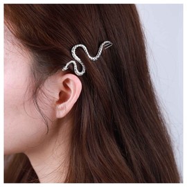 Dervivea Boho Snake Hair Clip Pins Snake Side Clip Barrette Silver Snake Hair Pin Metal Snake Hair Clips Decorative Hair Accessories for Women and Girls Headpiece