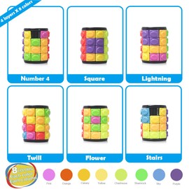 R.Y.TOYS Rotate and Slide Puzzle-Design Patent,Fidget Toys(Restore Order/Create Patterns)8 Colors,4 Layers-Detach Piece for Quick Play,Brain Teaser,Sensory Toys,Birthday Gifts