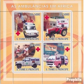 Prophila Collection Sao Tome e Principe 3306-3309 Miniature Sheet (Complete Edition) 2008 Rescue Vehicles Red Cross (Stamps for Collectors) Road Traffic