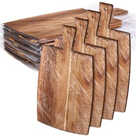 Patelai 12 Packs Wooden Cutting Board Set with Handles Large Kitchen Serving Plain Chopping Board Bulk Gifts for Mom for Vegetables Meat Pizza Cheese Fruit Bread(Acacia Wood,17 x 10 Inch)