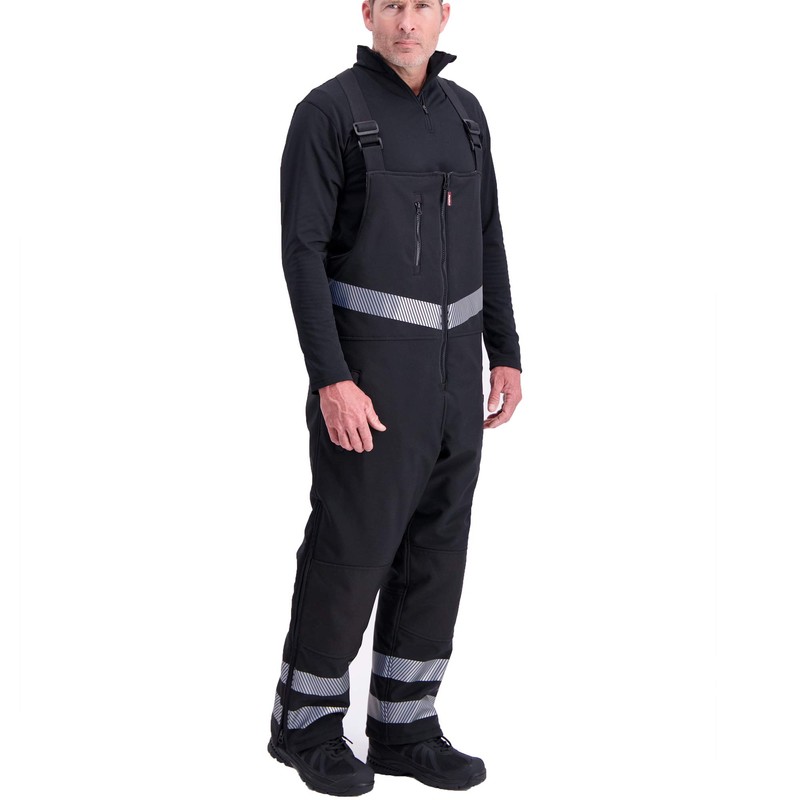 RefrigiWear Insulated Softshell Enhanced Visibility Bib Overalls for Men Work