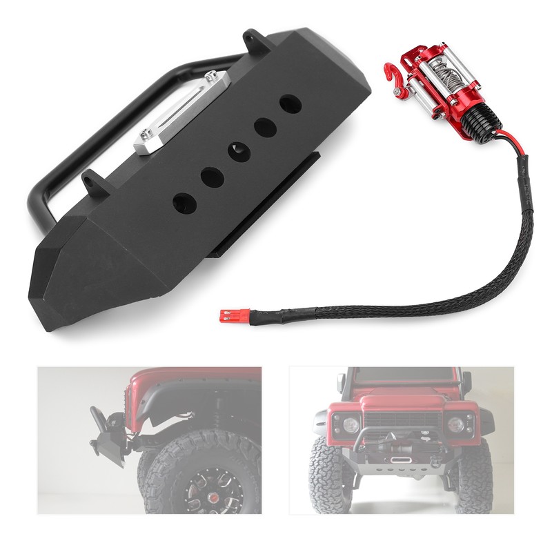 Front Bumper Manual Winch Upgrade Kit Accessory Fit for TRX4/SCX10