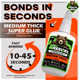 GREEGEL Super Glue Medium Thick, Multi-Purpose Instant Glue 1 Oz - Clear Cyanoacrylate Adhesive (CA) Superglue with Extra Gel for Rubber,Wood, Plastic, Ceramic, Glass, DIY Craft (1 Pack)