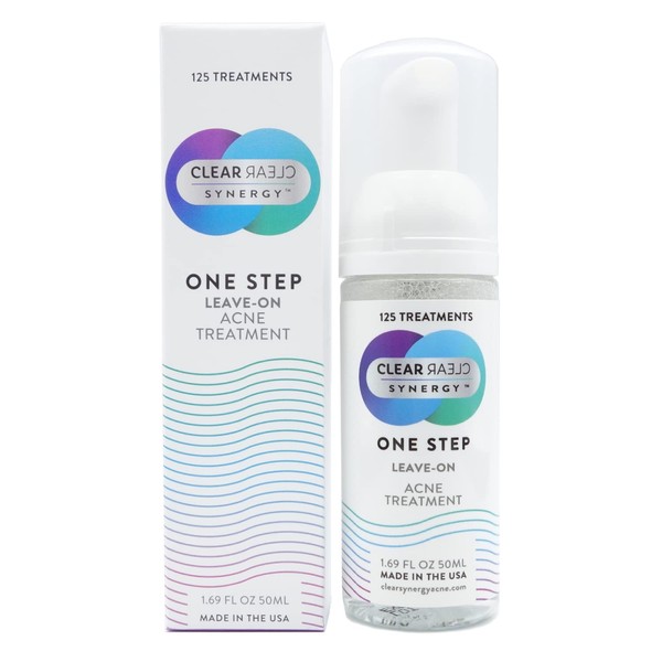 ClearSynergy One-Step Acne Treatment Foam, Dermatologist Tested, Non-Irritating, Safe for All Skin Types Including Sensitive Skin, Vanishes Quickly, Fragrance Free, 1.69 Fl Oz