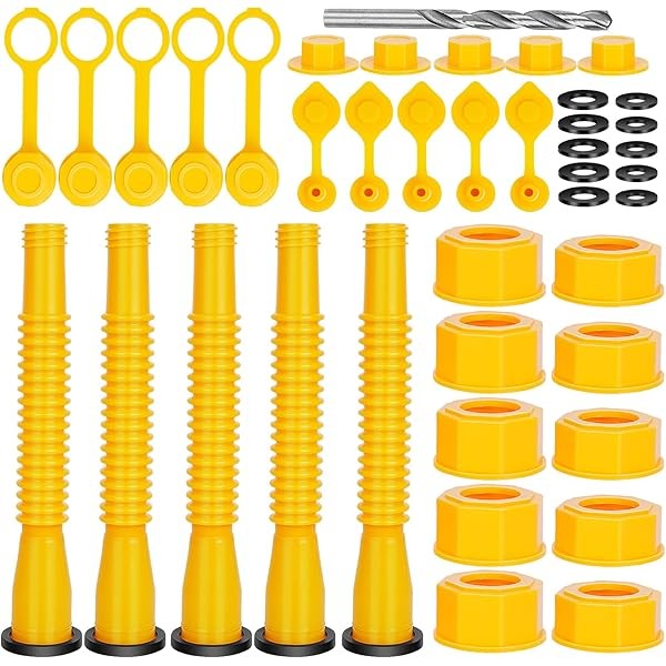 Godboy Gas Can Spout Replacement, Gas Can Nozzle, (5 Kit-Yellow)