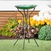 Evergreen Garden Metal Hourglass Shape Bird Bath Stand for Outdoors