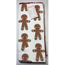 CUPCAKES AND CASHMERE KITCHEN TOWELS (3) GINGERBREAD RED BROWN 100% COTTON NWT