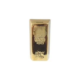Seaside No.64 - Money Box Gold Bar Made of Stoneware - 21 cm x 10 cm x 6 cm - Luxury Decorative Object - Perfect for All Money Foxes - Funny Gift Idea for Children and Adults - Reusable