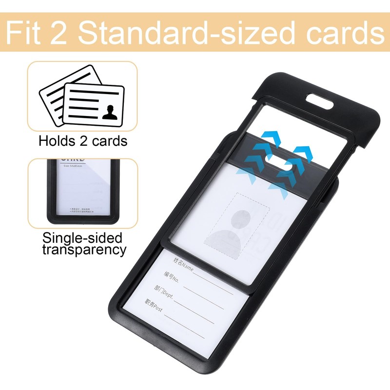 HJZHII 2PCS ID Badge Holder, Sliding Card Protector Pouch Double-Sided