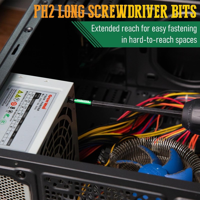 Hitscrews PH2 Phillips Bits #2 – 10 Pack 6" Extra