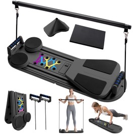 6 in1 Pilates Board, Multi-Portable Pilates Reformer Set, Foldable Abdominal Board, Pilates Reformer Board for Home, Workout Equipment, Abs Workout Equipment, Core Workout Equipment (Black)