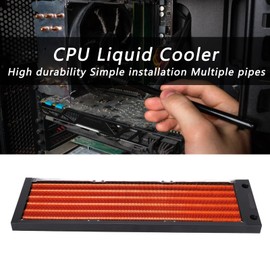 Zyyini Water Cooling Radiator, 120 240 360mm 17mm Thick Fan CPU Liquid Cooler,Multiple Pipes,Water Discharge G1 4 Heat Exchangers,for Computer (360mm)